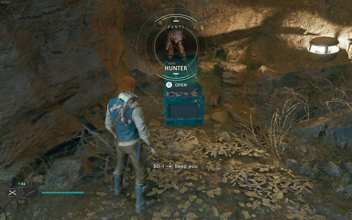 Cal opens up a chest in the Basalt Rift in Jedi: Survivor.
