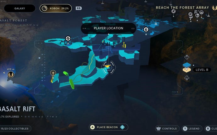 Part of the map of Koboh in Jedi: Survivor.