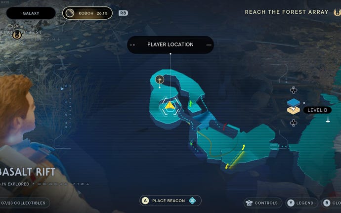 Part of the map of Koboh in Jedi: Survivor.