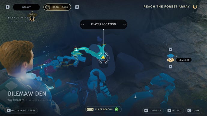 Part of the map of Koboh in Jedi: Survivor.
