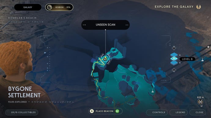 Part of the map of Koboh in Jedi: Survivor.