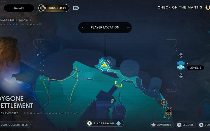 Part of the map of Koboh in Jedi: Survivor.