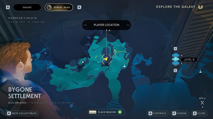 Part of the map of Koboh in Jedi: Survivor.