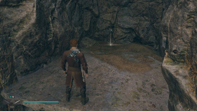 Cal approaches a Priorite Shard on the ground in a cave in Jedi: Survivor.