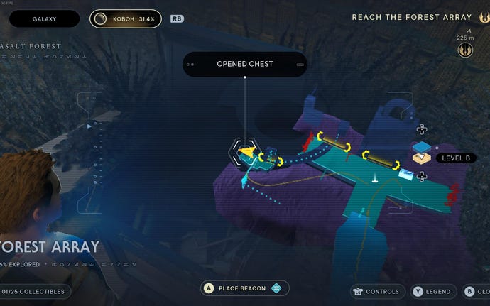 Part of the map of Koboh in Jedi: Survivor.
