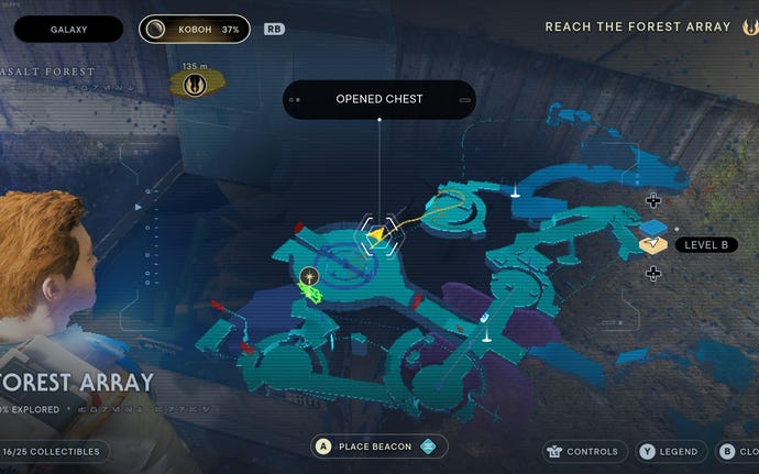 Part of the map of Koboh in Jedi: Survivor.