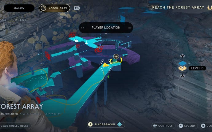 Part of the map of Koboh in Jedi: Survivor.