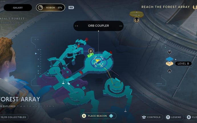 Part of the map of Koboh in Jedi: Survivor.