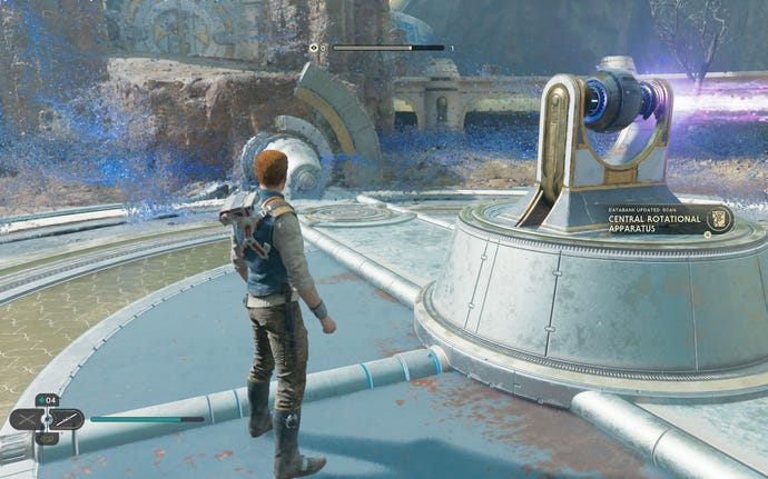 Cal scans a databank entry on Koboh in Jedi: Survivor.