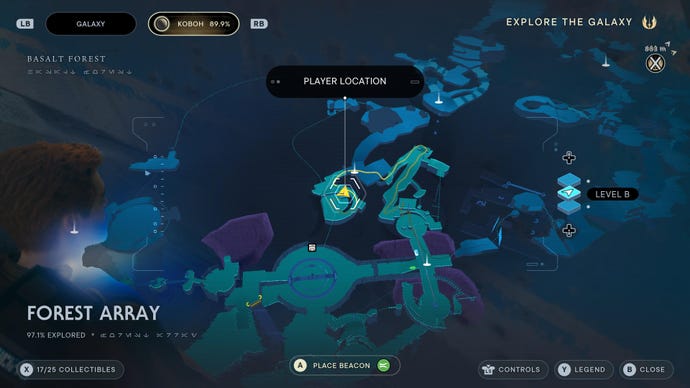 Part of the map of Koboh in Jedi: Survivor.