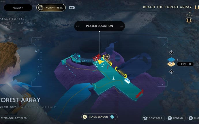 Part of the map of Koboh in Jedi: Survivor.