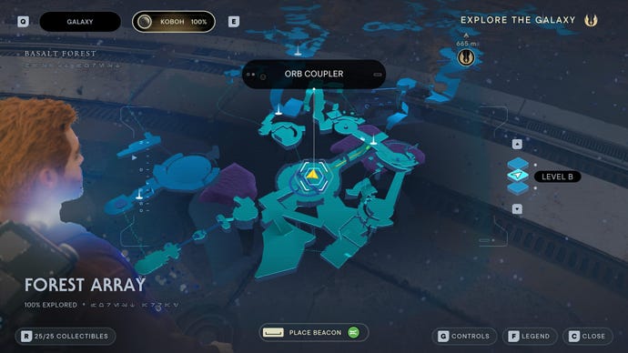 Part of the map of Koboh in Jedi: Survivor.