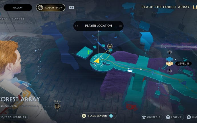Part of the map of Koboh in Jedi: Survivor.