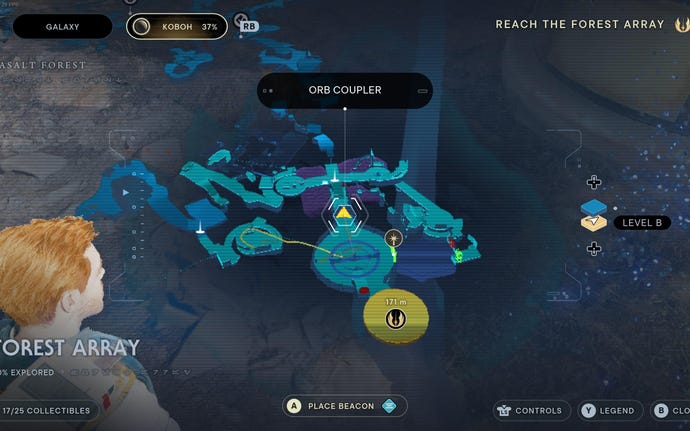 Part of the map of Koboh in Jedi: Survivor.