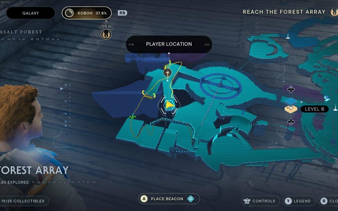 Part of the map of Koboh in Jedi: Survivor.