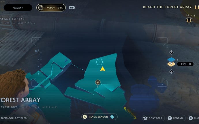 Part of the map of Koboh in Jedi: Survivor.