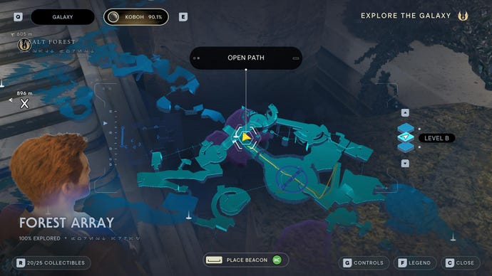 Part of the map of Koboh in Jedi: Survivor.