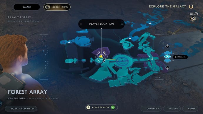 Part of the map of Koboh in Jedi: Survivor.