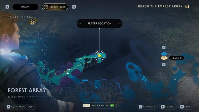 Part of the map of Koboh in Jedi: Survivor.