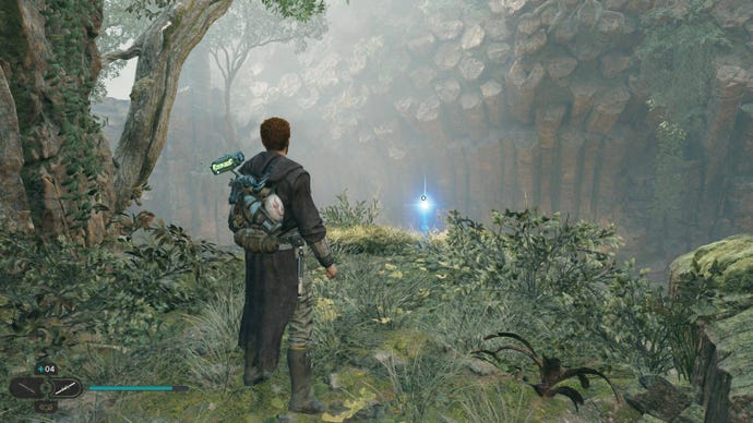 Cal approaches an Essence in the Forest Array on Koboh in Jedi: Survivor.