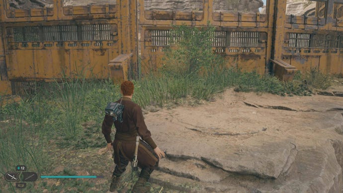 Cal walks towards a glowing plant in Fort Kah'lin in Jedi: Survivor.