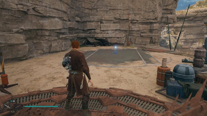 Cal approaches a Skill Point Essence in Fort Kah'lin in Jedi: Survivor.