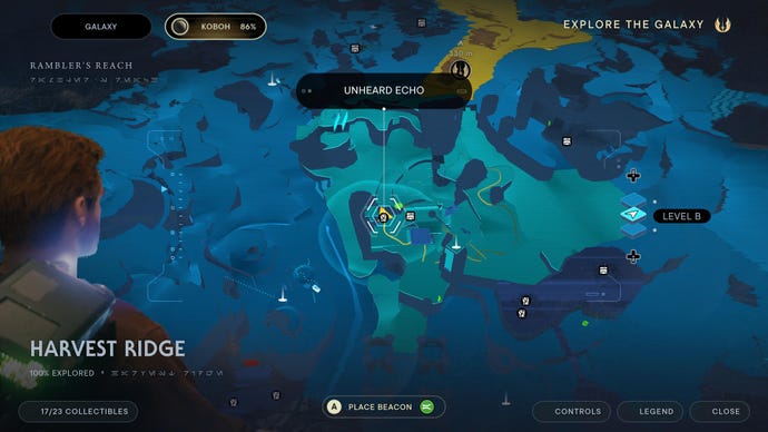 Part of the Koboh map in Jedi: Survivor.