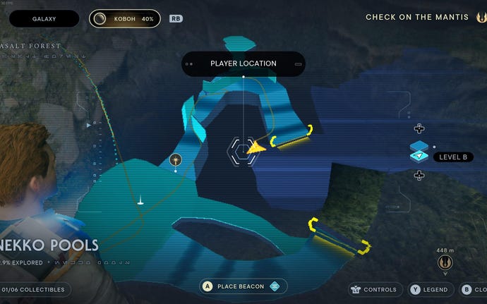 Part of the map of Koboh in Jedi: Survivor.