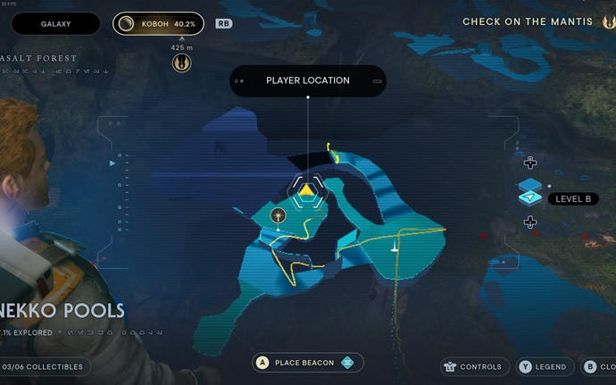 Part of the map of Koboh in Jedi: Survivor.
