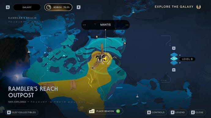 Part of the Koboh map in Jedi: Survivor.