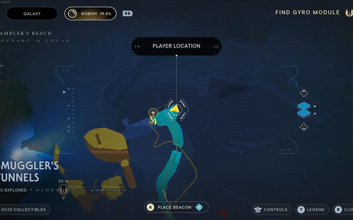 Part of the Koboh map in Jedi: Survivor.