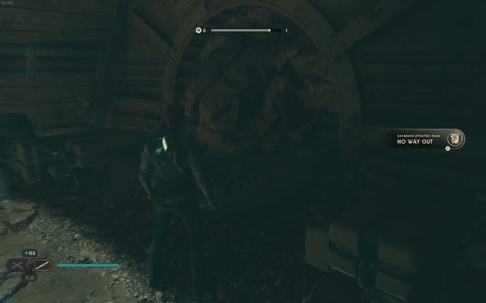 Cal prepares to scan a databank entry in Jedi: Survivor.