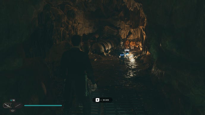Cal prepares to scan a databank entry in Jedi: Survivor.