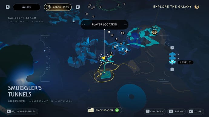 Part of the Koboh map in Jedi: Survivor.