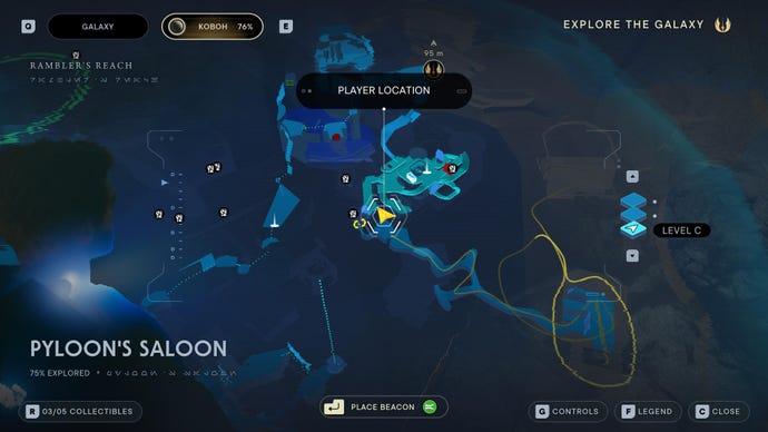 Part of the Koboh map in Jedi: Survivor.