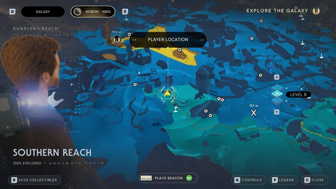 Part of the Koboh map in Jedi: Survivor.