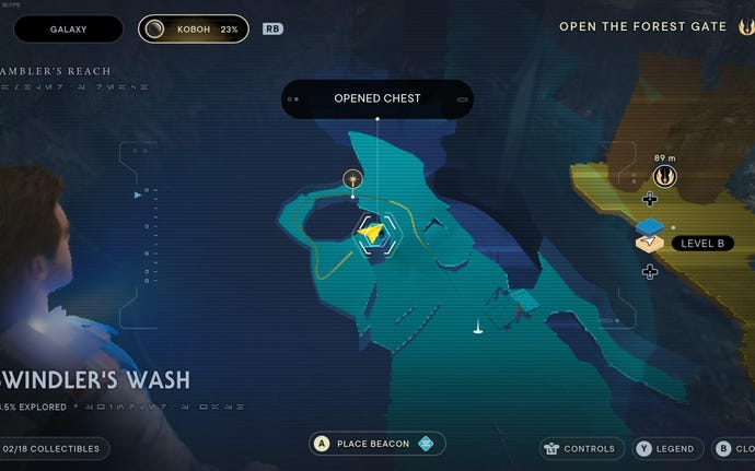 Part of the map of Koboh in Jedi: Survivor.