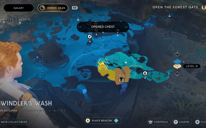 Part of the map of Koboh in Jedi: Survivor.