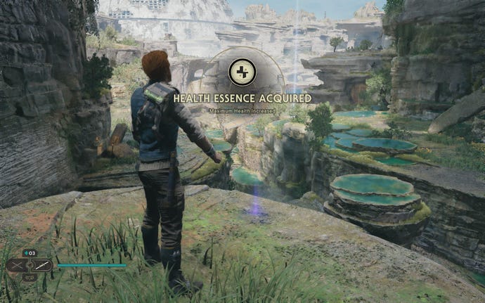 Cal approaches a Health Essence in Swindler's Wash on Koboh in Jedi: Survivor.
