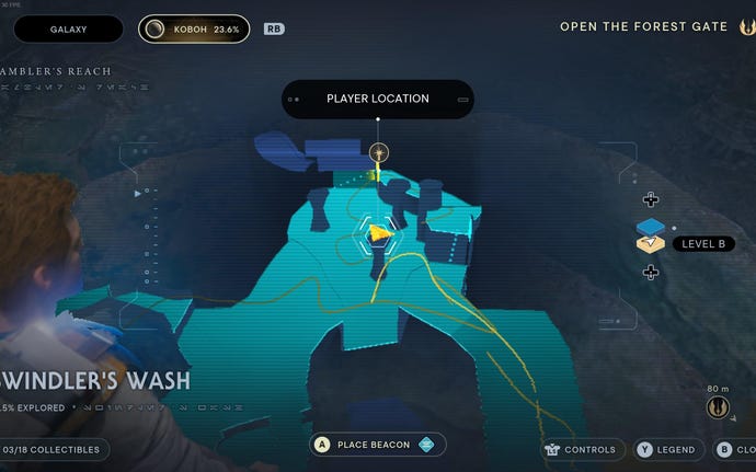 Part of the map of Koboh in Jedi: Survivor.