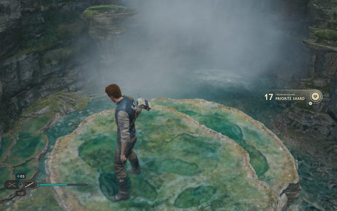 Cal approaches a Priorite Shard in Swindler's Wash on Koboh in Jedi: Survivor.