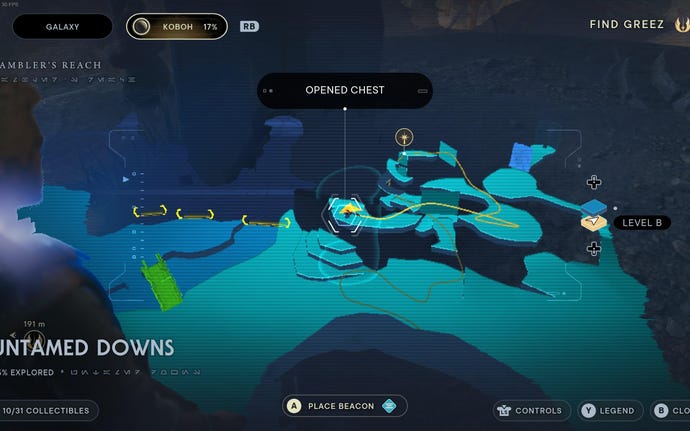 Part of the Koboh map in Jedi: Survivor.