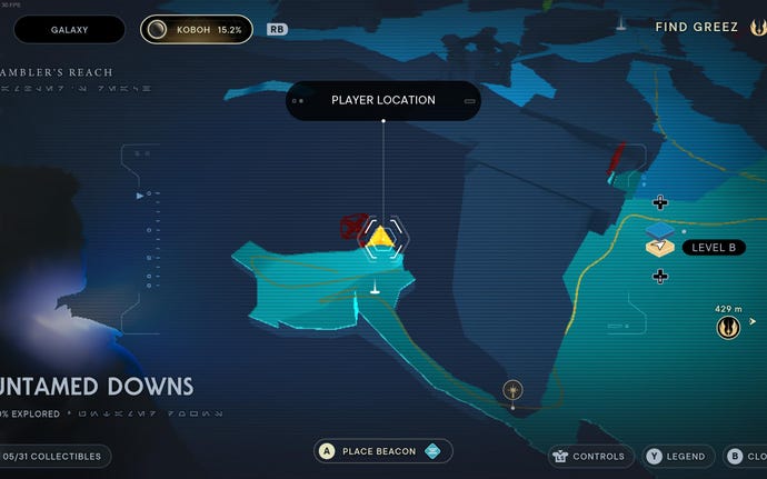 Part of the Koboh map in Jedi: Survivor.