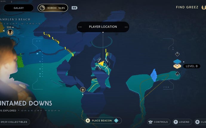 Part of the Koboh map in Jedi: Survivor.