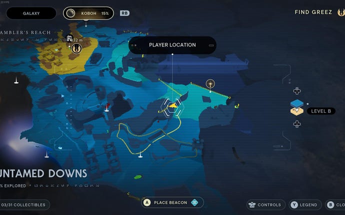 Part of the Koboh map in Jedi: Survivor.