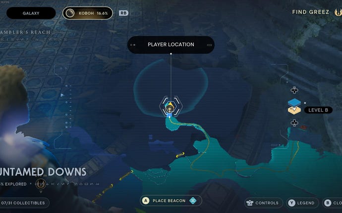 Part of the Koboh map in Jedi: Survivor.