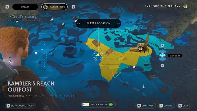 Part of the Koboh map in Jedi: Survivor.