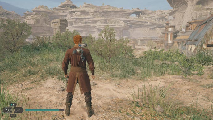 Cal approaches a harvestable plant in Jedi: Survivor.