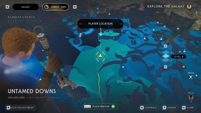 Part of the Koboh map in Jedi: Survivor.