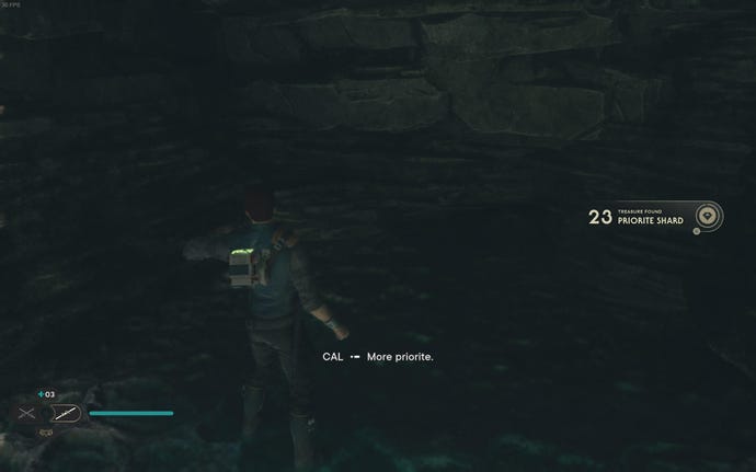 Cal picks up a Priorite Shard in Jedi: Survivor.